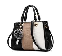 DIRRONA Sac a Main Femme - Sac Cabas en Cuir PU avec Design Multicolore et Pendentif Élégant, porté épaule ou bandoulière - Idéal pour Le Travail, Les Voyages et Les Sorties Quotidiennes