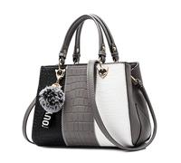 DIRRONA Sac a Main Femme - Sac Cabas en Cuir PU avec Design Multicolore et Pendentif Élégant, porté épaule ou bandoulière - Idéal pour Le Travail, Les Voyages et Les Sorties Quotidiennes