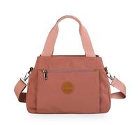 DIRRONA Sac Bandoulière Femme Grand en Nylon Mode - Sac à Main Multi-Poches avec Bretelles Réglables, Style Vintage Antivol, Lavable, pour Travail, Shopping et Usage Décontracté Rose poudré