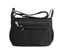 DIRRONA Sac Bandoulière Femme Tendance Multipoche Léger Antivol Réglable Facile à Nettoyer pour Voyage Ville Travail Quotidien Sacs pour Femmes Noir Obsidienne