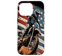 Dirt Bike Drapeau Américain Motocross Enduro Biker 4 Juillet Coque pour iPhone 16 Pro