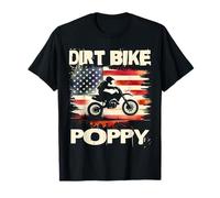 Dirt Bike Poppy Vintage Drapeau Américain Moto T-Shirt