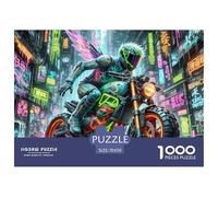 Dirt Bike Puzzles Jigsaw 1000 Pièces Puzzles 70x50cm/1000pcs pour Enfants Cadeau Rider de Moto Jeu D'Intelligence Pression Réduite DIY Carton