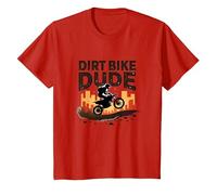 Dirt Bikes pour garçons Dude Motocross Urban Adventure T-Shirt, Enfant, Rouge, 10 Ans