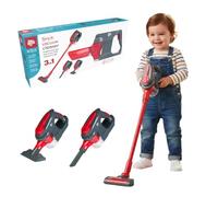 Dirt Devil Aspirateur Jouet 3-en-1 - Vacuum Cleaner avec 2 Accessoires - Fonction d'Aspiration et Sons Réalistes - pour Garçons et Filles à partir de 3 Ans - Rouge/Gris