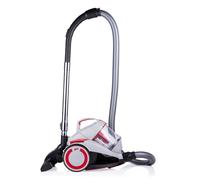 Dirt Devil Aspirateur sans Sac - DD2502 - 700W - Filtre HEPA 12 - Portée de 9M - avec Brosse Combinée, Brosse Encastrée et Brosse à Parquet - 4,5KG - Bac à Poussière 1,8L - Gris/Rouge