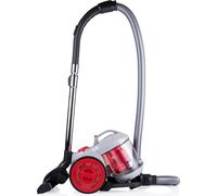 Dirt Devil Aspirateur sans sac DD2503 - Aspirateur 800W HEPA 12 filtres - avec brosse combinée, suceur pour fentes et embout pour meubles - bac de ramassage 2,2 l - gris/rouge