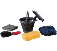 Dirt Devil Kit de nettoyage voiture 7 pièces - Gant de lavage voiture microfibre - Eponge & brosse jantes - Chiffon microfibre & seau pliable - Kit d'entretien voiture pour intérieur & extérieur