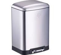 Dirt Devil Poubelle à pédale 12L - Poubelle de cuisine avec fermeture en douceur - Poubelle en inox - Seau intérieur amovible - 27,5 x 25,5 x 40,2 CM - Argent