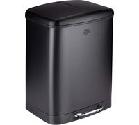 Dirt Devil Poubelle à pédale 2 x 12L Poubelle 2 compartiments Système de tri des déchets Poubelle avec Soft Close Acier inoxydable 36,9 x 34,3 x 50,3 CM Noir