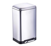 Dirt Devil Poubelle à pédale 20L – Poubelle de cuisine, fermeture douce, acier inoxydable, argent