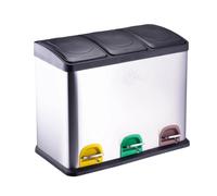 Dirt Devil Poubelle à Pédale - 3 x 15L - 59 x 30 x 47.5 CM - Couvercle à Fermeture Douce - Acier Inoxydable