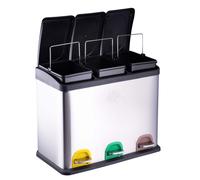 Dirt Devil Poubelle à pédale 3 x 15 L Acier inoxydable Couvercle à fermeture douce
