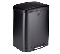 Dirt Devil Poubelle Double 2 x 12L - Poubelle Tri sélectif - Mécanisme de Fermeture en Douceur - Acier Inoxydable - Facile à Vider - 37 x 34.4 x 50.3 CM - Noir