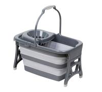 Dirt Devil Seau À Serpillière Pliable 20L - Seau avec Essoreur - Rangement Gain de Place - de Nettoyage Portable - Gris Blanc