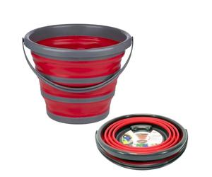 Dirt Devil Seau Pliable 10 litres - Bassine Camping Multifonction - Seau Menage Compact Gain de Place - Bassine Retractable Pratique - 32 x 25,5 x 5,5 cm - Rouge Gris