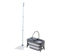 Dirt Devil Serpillière avec Seau - Seau Pliable 18L avec Essoreuse - Tête Amovible - Kit Balai Serpillère pour Nettoyage Sol Durs