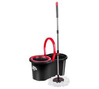 Dirt Devil Set Balai Serpillère Rotatif - Tête 360° - Manche Télescopique en Acier INOX - Seau Essoreur - Capacité 16 litres - Noir/Rouge