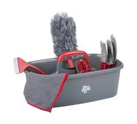 Dirt Devil Set De Nettoyage 6 Pièces - Brosse À Récurer et Raclette Fenêtre - Plumeau et Chiffon Microfibre dans Seau - Ensemble De Nettoyage Tout-en-Un pour Maison et Surfaces