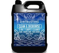Dirtbusters Nettoyant Désodorisant Professionnel Concentré 3 en 1 pour Tapis/Tissus - Neutraliseur d’Odeur, Parfum Baies Rouges, Shampoing Idéal des Machines Lavant par Extraction, 5 Litres