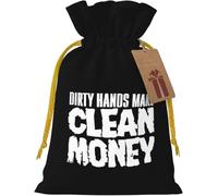 Dirty Hands MakeMoney Sac en toile de jute réutilisable avec cordon de serrage pour les cadeaux de Noël et de fête