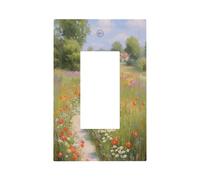 Dirty Path Fields of Poppies Daisy High Grass Plaque murale à bascule simple 1 gang Décorateur de prise de courant pour la maison, la cuisine, la salle de bain