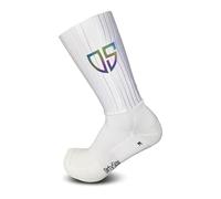 DirtySox Aero Pro v1.1 Aero Chaussettes de vélo de route respirantes en maille aérée QSkin Extra Amortissement Fabriqué en Europe, Blanc., 44-47
