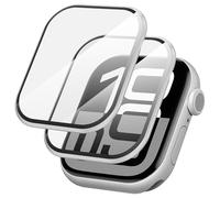Diruite 2 pièces Protection Écran pour Apple Watch Series 10 46mm Surfaces 3D Résistant Aux Rayures HD Verre Trempé Screen Protection,Argent&Argent,46mm