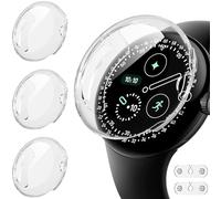 Diruite 3-Pièces Protection Écran pour Google Pixel Watch 4 41mm Protection Coque&2*Accessoires de recharge,TPU Souple Ultra-Mince Case,Transparent*3,41mm