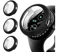 Diruite 3-Pièces Protection Écran pour Google Pixel Watch 4 45mm Protection Coque,TPU Souple Ultra-Mince Case,Noir