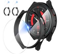 Diruite 4 Pièces Pour Samsung Galaxy Watch 5 Pro 45mm Verre Trempé Film+Coque,Anti-Rayures Pc Protecteur Coque Pour Samsung Galaxy Watch 5 Pro 45mm Protective Case*2+Protection Écran*2.[U713]