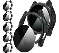 Diruite 5+5 Pièces pour Samsung Galaxy Watch 7 40mm Protection Écran+Coque,Privacy Verre Trempé Protection Écran*5+Creux Antichoc PC Case*5,Noir,40mm