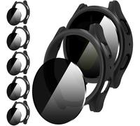 Diruite 5+5 Pièces pour Samsung Galaxy Watch 7 44mm Protection Écran+Coque,Privacy Verre Trempé Protection Écran*5+Creux Antichoc PC Case*5,Noir,44mm