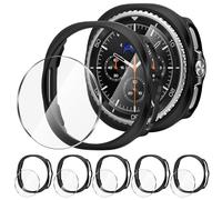 Diruite 5+5 Pièces pour Samsung Galaxy Watch 8 Classic 46mm Protection Écran+Coque,Verre Trempé Privacy Screen Protection*5+Creux Antichoc PC Case*5,Noir,46mm