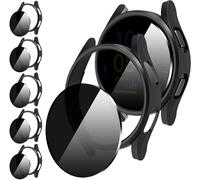Diruite 5+5 Pièces pour Samsung Galaxy Watch FE 40mm Protection Écran+Coque,Privacy Verre Trempé Protection Écran*5+Creux Antichoc PC Case*5,Noir,FE 40mm