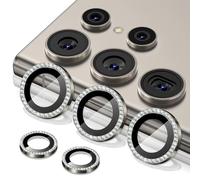 Diruite Caméra Arrière Protecteur pour Samsung Galaxy S25 Ultra, Aluminium HD Verre Trempé Diamants Décoration Camera Protector, Gris-Diamant
