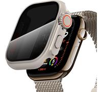 Diruite Coque pour Apple Watch Series 11/10 42mm Protection Écran Anti-Espion Apparence Créative Anti-Spy Verre Trempé Cover,Titanstahl(Privacy),Series 11/10 42mm
