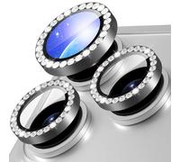 Diruite Protection Objectif Caméra pour iPhone 17 Pro/17 Pro Max Caméra Arrière Protecteur,Alliage D'aluminium+Verre Trempé Diamants Décoration Camera Protector,Gris
