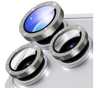 Diruite Protection Objectif pour iPhone 17 Pro/17 Pro Max Caméra Arrière Protecteur,Brillant Décoration Alliage D'aluminium Verre Trempé Camera Protector,Gris