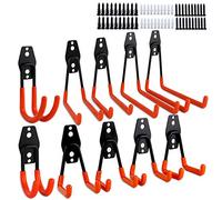 Dirza Lot de 10 crochets de garage doubles en acier pour rangement mural robuste pour organiser échelle, outils électriques, articles en vrac, pelle, cordes