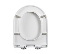 Dis de toilette en D en forme de siège de toilette à fermeture douce blanc avec charnière à libération rapide, fixation du dessus simple, D en forme de sièges de toilette en plastique avec charnières