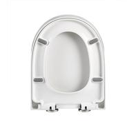 Dis de toilette en D en forme de siège de toilette fermé doux blanc avec charnière à libération rapide, fixation de haut simple, D Shape Toilet Sesets Plastique avec charnières réglables, 02C