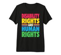 Disability Rights are Human Rights are Human Rights Colorful Retro Advocate T-Shirt Haut de Gamme