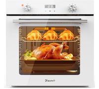 Disaenvir Four Encastrable Blanc 60CM | Capacité de 60 Litres, 9 Fonctions, Timer, Puissance 2200W, avec Grill et Plaque Émaillée, Chaleur Tournante 3D