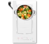 Disaenvir Plaque à Induction Blanch 2 Feux avec Zone Flexible | Plaque Induction 2 Feux Encastrable avec Prise, 3500W, Curseur Tactile, Boost, Minuterie, Verrou de Sécurité, 220V