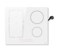 Disaenvir Plaque à Induction Blanche 4 Feux avec Prise, Table de Cuisson à Induction 3500W avec Zone Flexible, Fonction Boost, Minuterie, Pause, Maintien au Chaud, Verrouillage de Sécurité, 220V