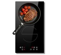 Disaenvir Plaque induction 2 feux 3500W, Table de Cuisson à Induction Encastrable 30CM, Commande Tactile, 9 Niveaux de Puissance, Minuterie, Boost, Verrouillage de Sécurité, 220V, sans Prise