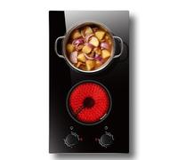 Disaenvir Plaque Vitrocéramique 2 Feux avec Bouton, Table de Cuisson Vitrocéramique Encastrable 30CM, Minuterie, Verrouillage de Sécurité, 220V, sans Prise Glaskeramikkochfeld 2 Platten