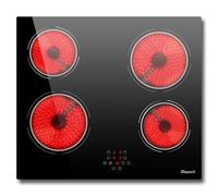 Disaenvir Plaque Vitrocéramique 4 Feux 6000W | Plaque Électrique Encastrable 60CM, Fonction Pause, Commande Tactile, Minuterie, 9 Niveaux, Verrouillage de Sécurité, 220V