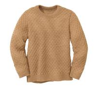 disana Pull Aran, 100 % laine mérinos bio GOTS, IVN Best | Particulièrement chaud | Enfant unisexe | Fabriqué en Allemagne, Caramel, 122-128